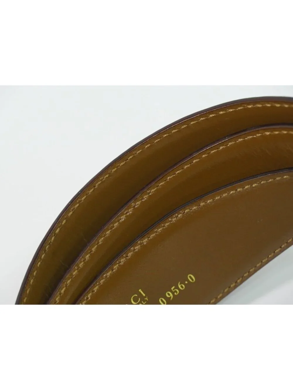 Gucci Buckle Belt 65 Patent Leather Brown Gold